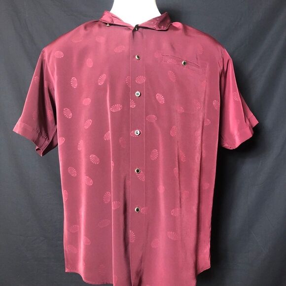 The Point Men's XXL Maroon Short Sleeve Button Down Collared Shirt - Picture 4 of 6